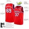 Custom Fire Red White-Royal Authentic Basketball Jersey