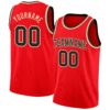 Custom Fire Red Black-Cream Authentic Basketball Jersey