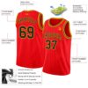 Custom Fire Red Black-Gold Authentic Basketball Jersey