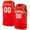 Custom Fire Red White-Old Gold Authentic Basketball Jersey