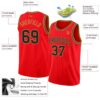 Custom Fire Red Black-Old Gold Authentic Basketball Jersey