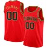 Custom Fire Red Black-Old Gold Authentic Basketball Jersey