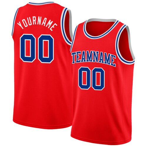 FireRed0044 Custom Fire Red Royal-White Authentic Basketball Jersey