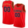 Custom Fire Red Navy-Old Gold Authentic Basketball Jersey