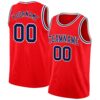 Custom Fire Red Navy-White Authentic Basketball Jersey
