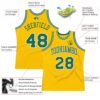 Custom Gold Kelly Green-White Authentic Throwback Basketball Jersey