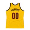 Custom Gold Brown-Orange Authentic Throwback Basketball Jersey