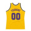 Custom Gold Purple-Gray Authentic Throwback Basketball Jersey