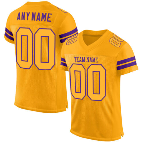 Gold0155 Custom Gold Gold-Purple Mesh Authentic Football Jersey