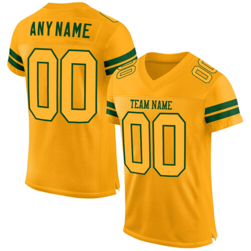 Gold0156 Custom Gold Gold-Green Mesh Authentic Football Jersey