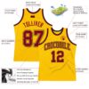 Custom Gold Maroon-Black Authentic Throwback Basketball Jersey