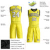 Custom Gold White-Black Round Neck Sublimation Basketball Suit Jersey