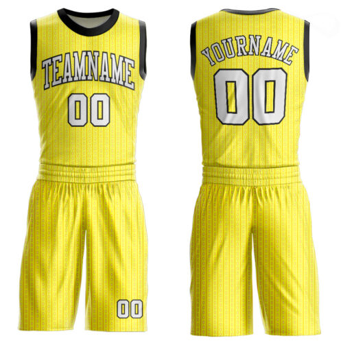 Gold0283 Custom Gold White-Black Round Neck Sublimation Basketball Suit Jersey