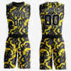 Custom Gold Black-White Round Neck Sublimation Basketball Suit Jersey