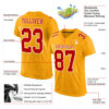 Custom Gold Red-White Mesh Authentic Football Jersey