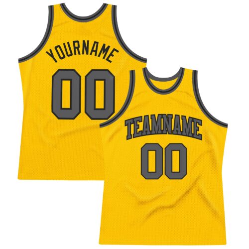 Gold0348 Custom Gold Steel Gray-Black Authentic Throwback Basketball Jersey