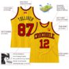 Custom Gold Black Pinstripe Red Authentic Basketball Jersey