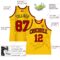 Custom Gold Black Pinstripe Red Authentic Basketball Jersey