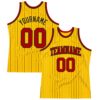Custom Gold Black Pinstripe Red Authentic Basketball Jersey