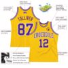 Custom Gold White Pinstripe Purple Authentic Basketball Jersey