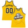 Custom Gold Black-White Authentic Throwback Basketball Jersey