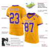 Custom Gold Purple-White Mesh Authentic Football Jersey