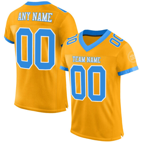 Gold0422 Custom Gold Powder Blue-White Mesh Authentic Football Jersey