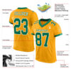 Custom Gold Kelly Green-White Mesh Authentic Football Jersey