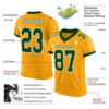 Custom Gold Green-White Mesh Authentic Football Jersey