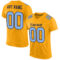 Gold0428 Custom Gold Light Blue-Navy Mesh Authentic Football Jersey