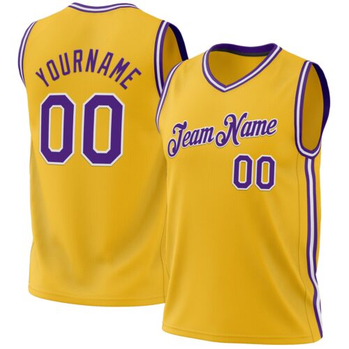 Gold0503 Custom Gold Purple-White Authentic Throwback Basketball Jersey