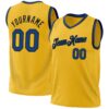 Custom Gold Blue-Black Authentic Throwback Basketball Jersey