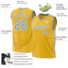 Custom Gold Light Blue-White Authentic Throwback Basketball Jersey