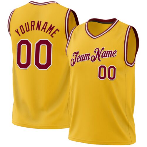 Gold0519 Custom Gold Maroon-White Authentic Throwback Basketball Jersey