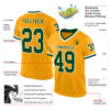 Custom Gold Green-White Mesh Authentic Throwback Football Jersey