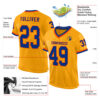 Custom Gold Royal-Orange Mesh Authentic Throwback Football Jersey