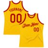 Custom Gold Red Authentic Throwback Basketball Jersey