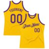 Custom Gold Purple Authentic Throwback Basketball Jersey
