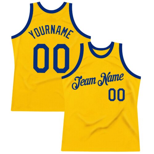 Gold0619 Custom Gold Royal Authentic Throwback Basketball Jersey