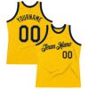 Custom Gold Navy Authentic Throwback Basketball Jersey