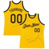 Custom Gold Black Authentic Throwback Basketball Jersey