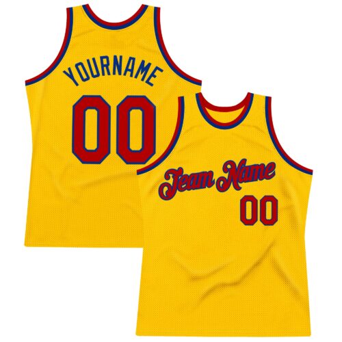 Gold0625 Custom Gold Red-Royal Authentic Throwback Basketball Jersey