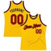 Custom Gold Red-Navy Authentic Throwback Basketball Jersey