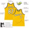 Custom Gold White-Black Authentic Throwback Basketball Jersey