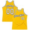 Custom Gold White-Navy Authentic Throwback Basketball Jersey