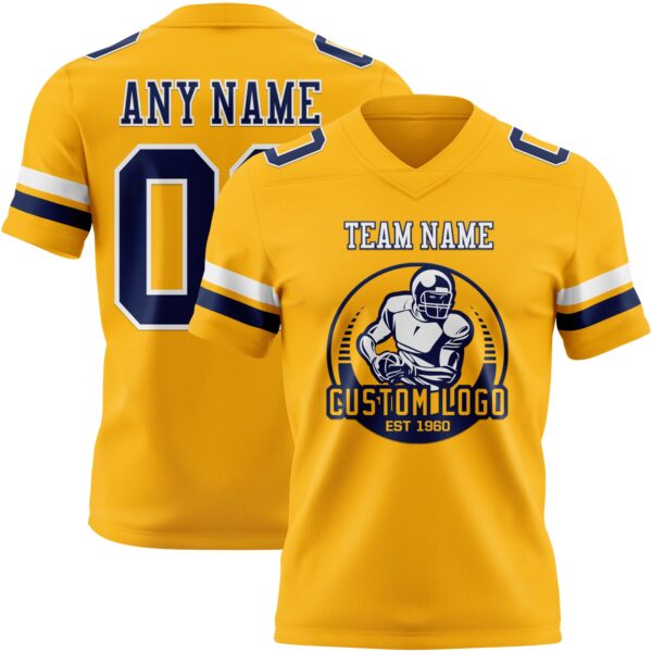 Custom Gold Nvay-White Authentic Football Jersey
