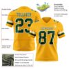 Custom Gold Green-White Authentic Football Jersey