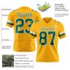 Custom Gold Kelly Green-White Authentic Football Jersey