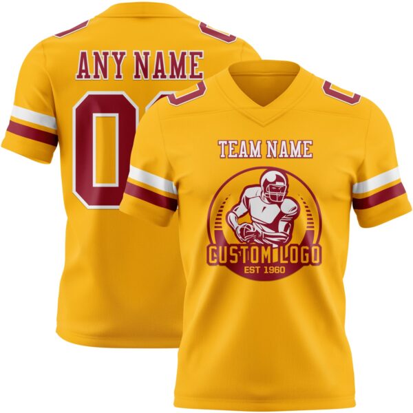 Custom Gold Cardinal-White Authentic Football Jersey