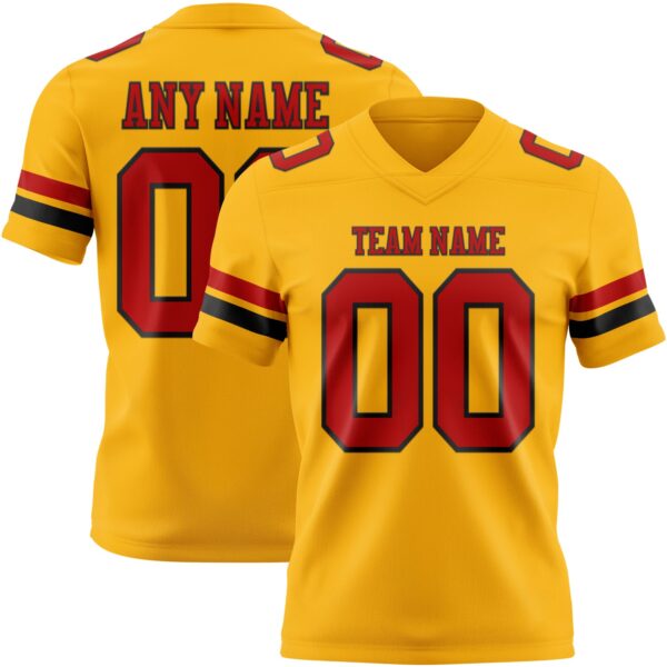 Custom Gold Red-Black Authentic Football Jersey